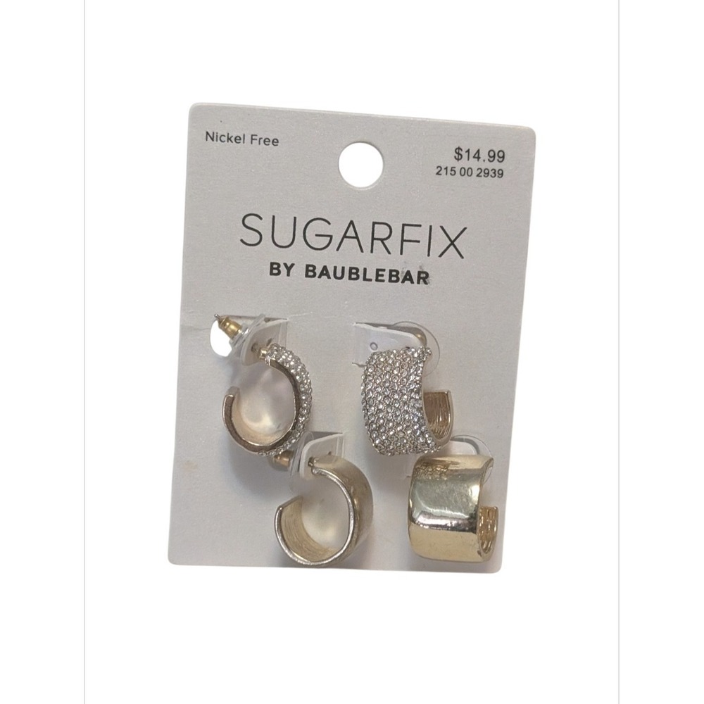 SUGAR FIX "Crystal Hoop" Earrings 2pc Set (Nickel Free) NEW!!!